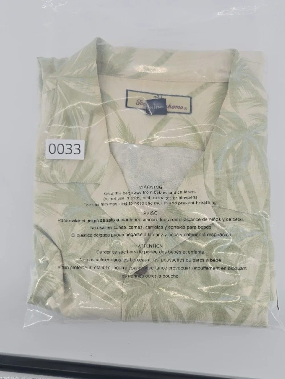 Tommy Bahama Sage Green Palm-Print Short-Sleeve Camp Shirt